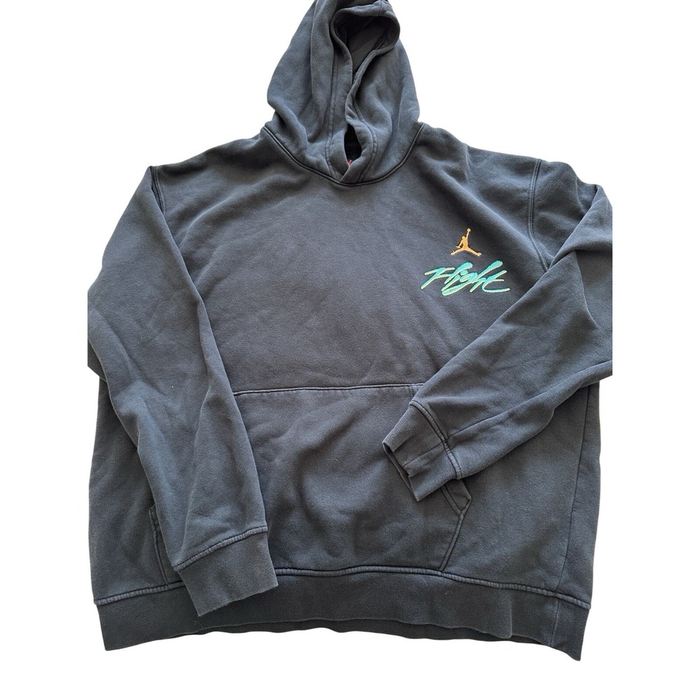 Jordan Flight Hoodie‎ Womens Large Black Teal Gold Pullover Sweatshirt Retro